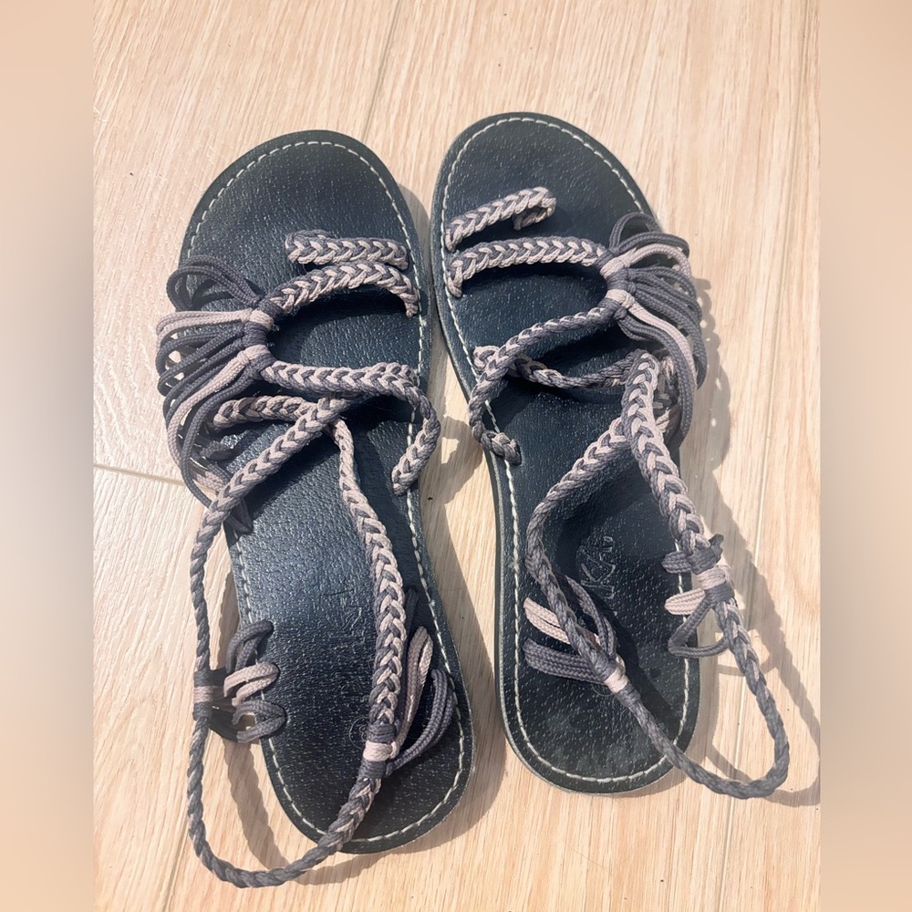 Braided Black and Gray Women's Sandals